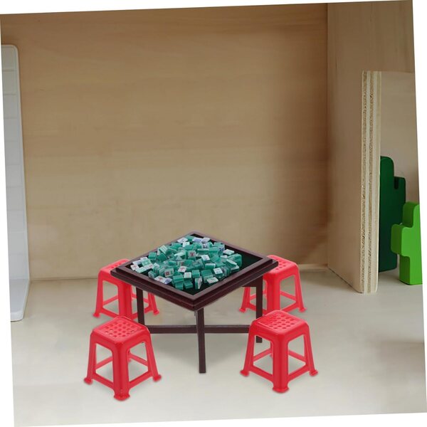 Zerodeko Set Miniature Tavolo e Sedie Mahjong in Resina per Casa delle Bambole