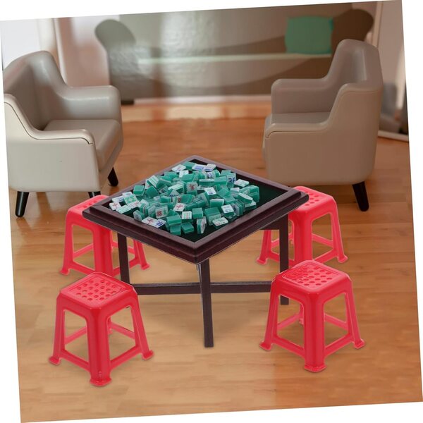 Zerodeko Set Miniature Tavolo e Sedie Mahjong in Resina per Casa delle Bambole