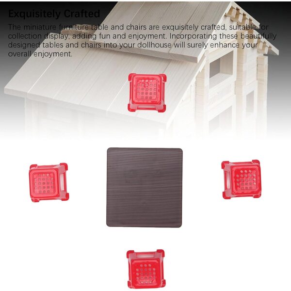1:12 Puppenhaus-Miniatur-Tisch- und Stuhl-Set mit rotem Klapptisch