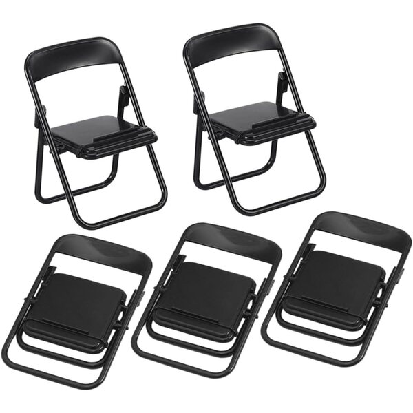 Gatuida Set 5 Mini Sedie Pieghevoli Realistiche per Case di Bambole e Supporto Telefono