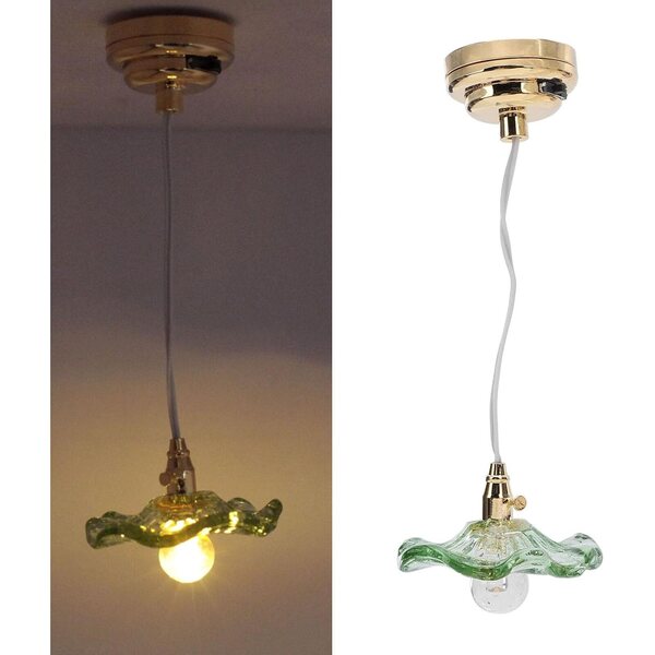 Plafonnier Miniatura per Casa delle Bambole 1:12 e 1:6 - Mini Lampadario Verde