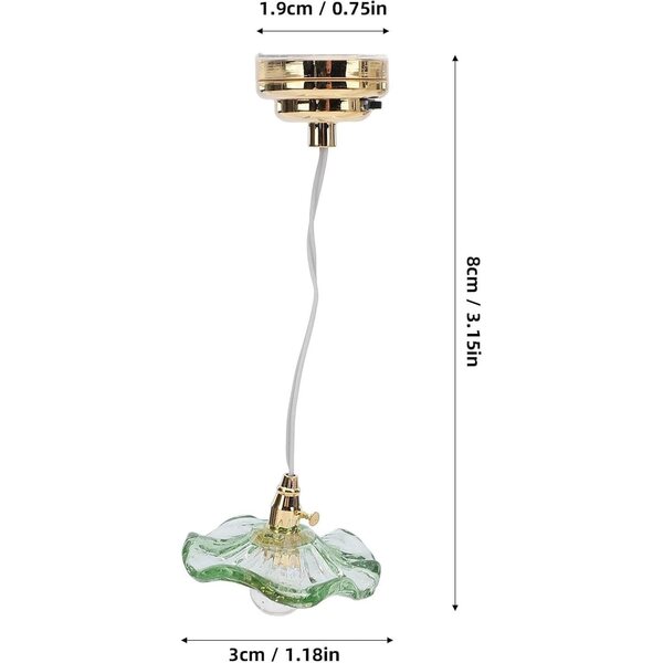 Plafonnier Miniatura per Casa delle Bambole 1:12 e 1:6 - Mini Lampadario Verde