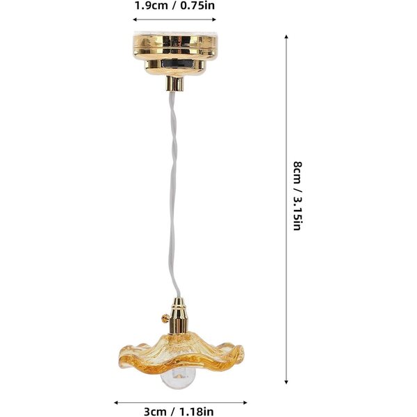Asixxsix Lampada a Sospensione Miniatura per Case delle Bambole 1:12 e 1:6 in Vetro e Metallo