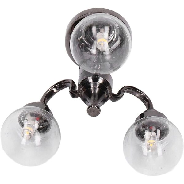 Mini Lustre Vintage aus Glas und Metall für Puppenhaus im Maßstab 1:12 mit integrierter Batterie