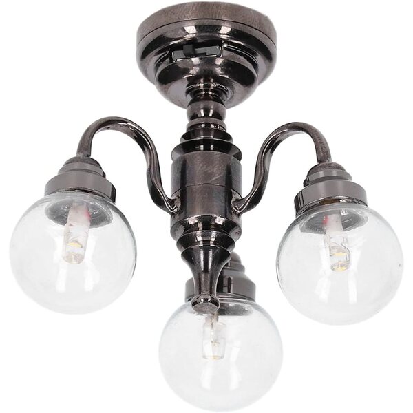 Mini Lustre Vintage aus Glas und Metall für Puppenhaus im Maßstab 1:12 mit integrierter Batterie