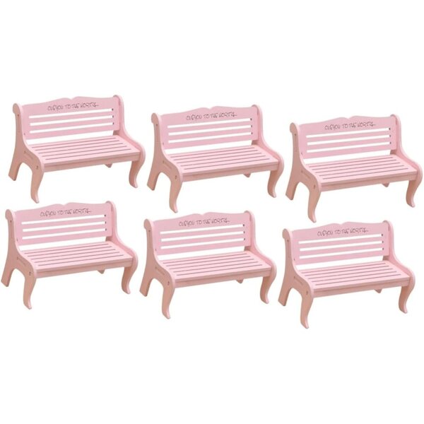VICASKY Set mit 6 Mini-Bancs aus rosafarbenem Holz für Puppenhäuser und Miniaturgärten