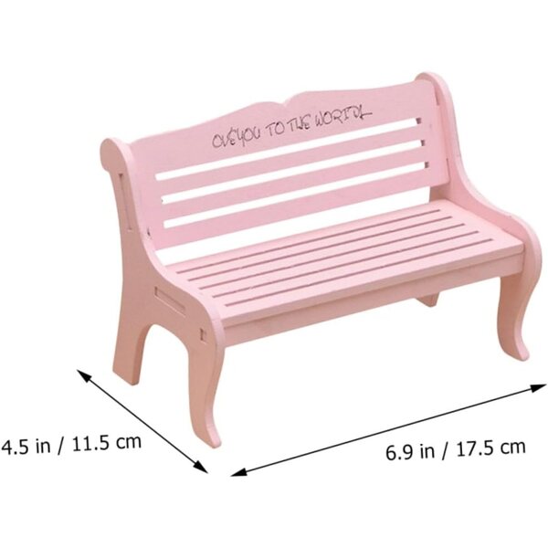 VICASKY Set mit 6 Mini-Bancs aus rosafarbenem Holz für Puppenhäuser und Miniaturgärten