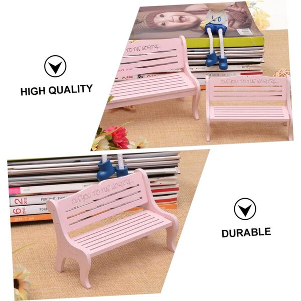 VICASKY Set mit 6 Mini-Bancs aus rosafarbenem Holz für Puppenhäuser und Miniaturgärten