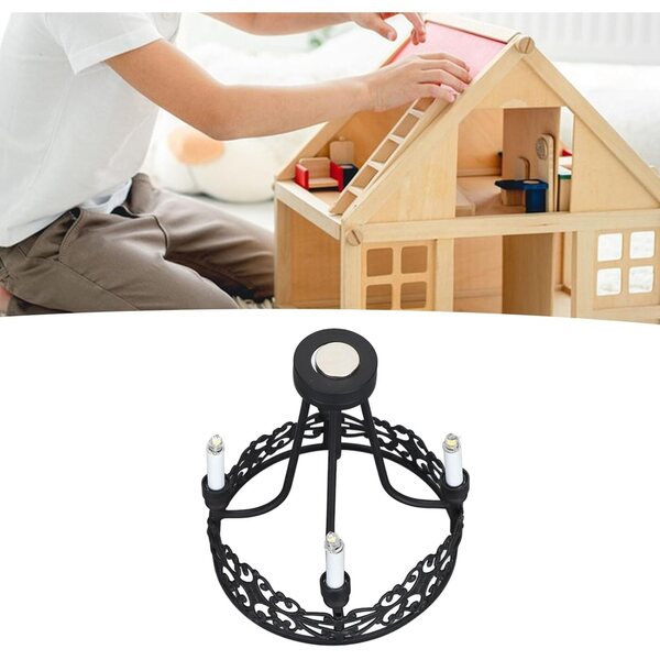 Miniatur-Plafonnier 1:12 mit 4 Lichtern aus Metall und Acrylperlen für Puppenhaus