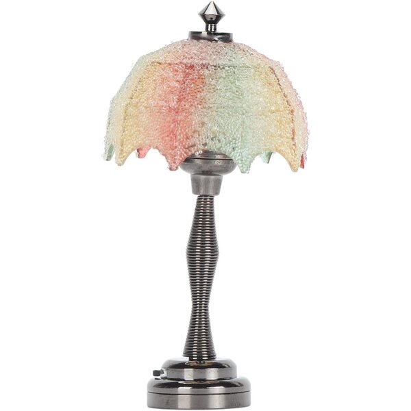 1:12 LED-Puppenhaus-Stehlampe mit Metallsockel und buntem Lampenschirm