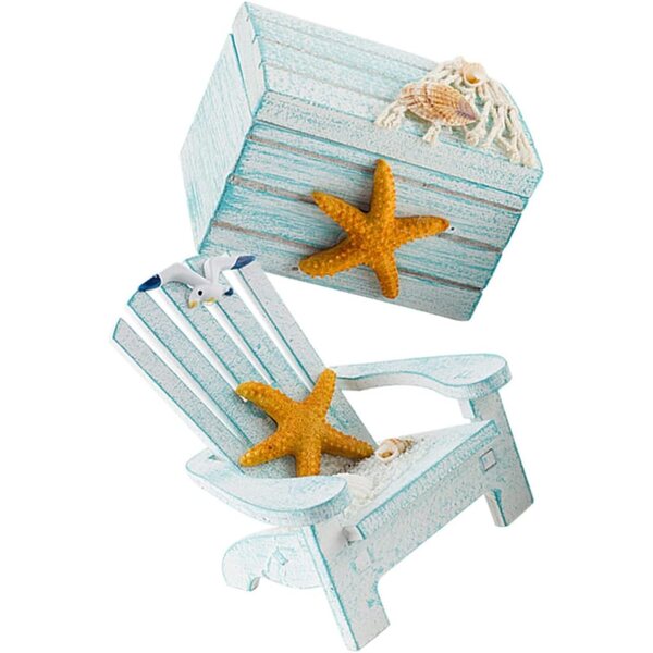 Amosfun Mini-Set aus mediterranem Holz: Stuhl und dekorative Box für Zuhause und Büro