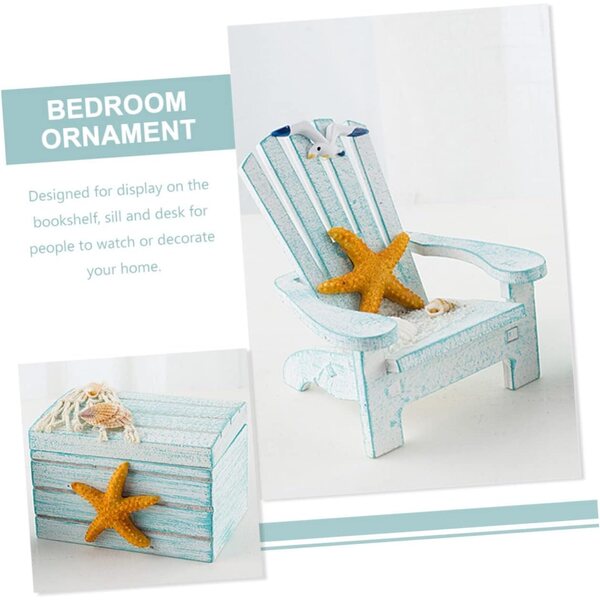 Amosfun Mini-Set aus mediterranem Holz: Stuhl und dekorative Box für Zuhause und Büro