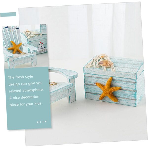 Amosfun Mini-Set aus mediterranem Holz: Stuhl und dekorative Box für Zuhause und Büro