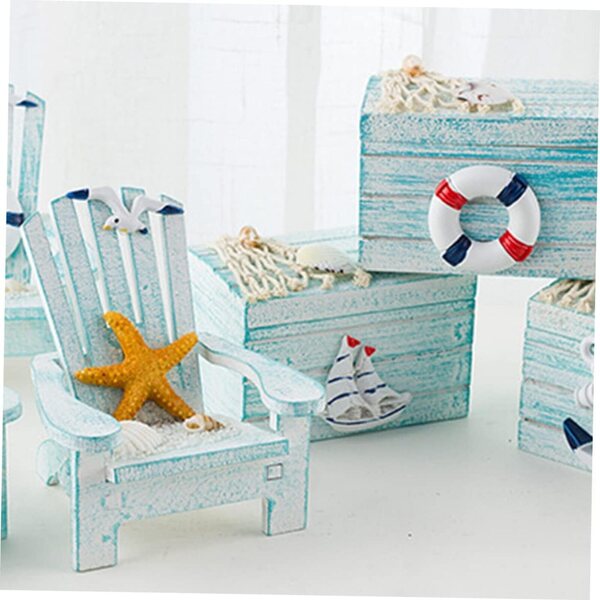Amosfun Mini-Set aus mediterranem Holz: Stuhl und dekorative Box für Zuhause und Büro