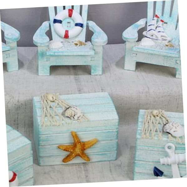 Amosfun Mini-Set aus mediterranem Holz: Stuhl und dekorative Box für Zuhause und Büro