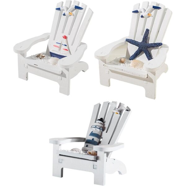 Set 4 Sedie Miniature in Legno Stile Nautico per Decorazioni Casa e Ufficio