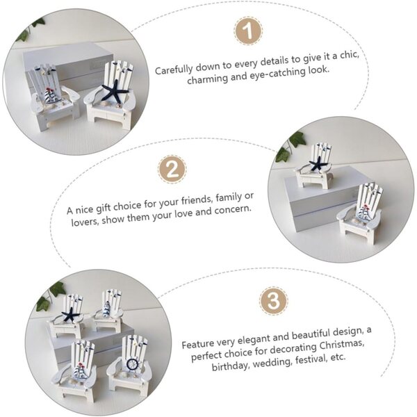 Set 4 Sedie Miniature in Legno Stile Nautico per Decorazioni Casa e Ufficio