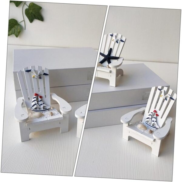 Set 4 Sedie Miniature in Legno Stile Nautico per Decorazioni Casa e Ufficio