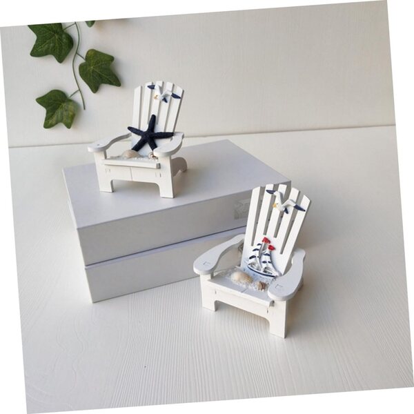 Set 4 Sedie Miniature in Legno Stile Nautico per Decorazioni Casa e Ufficio