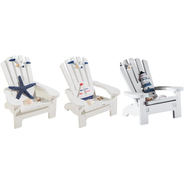 Set 4 Sedie Miniature in Legno Stile Nautico per Decorazioni Casa e Ufficio
