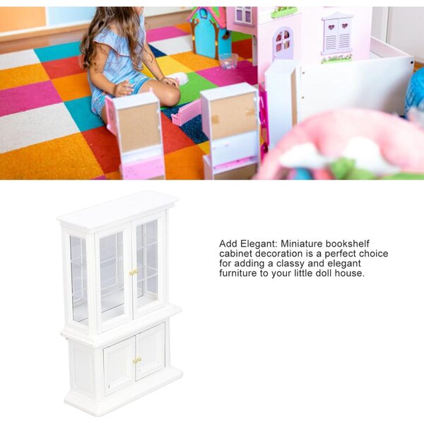 Acouto Libreria Miniatura 1:12 in Legno di Betulla per Casa delle Bambole Bianca