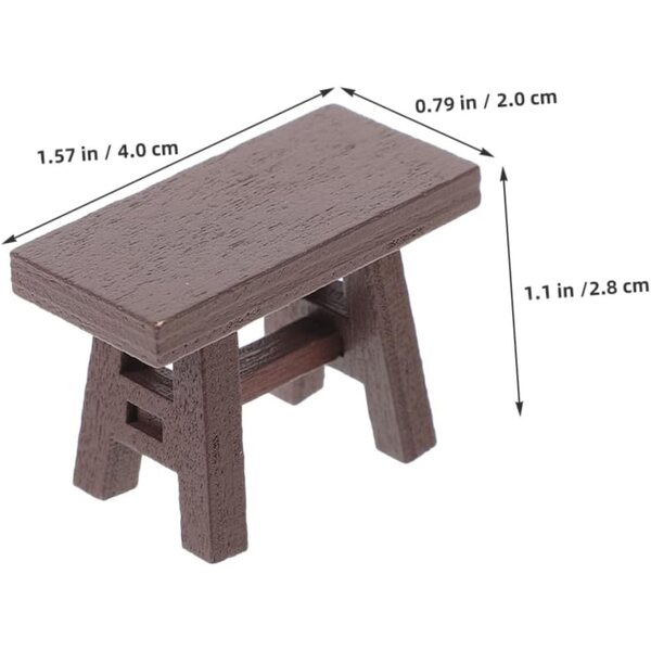 Set mit 5 rustikalen und realistischen Mini-Tabourets aus Holz für Puppenhäuser