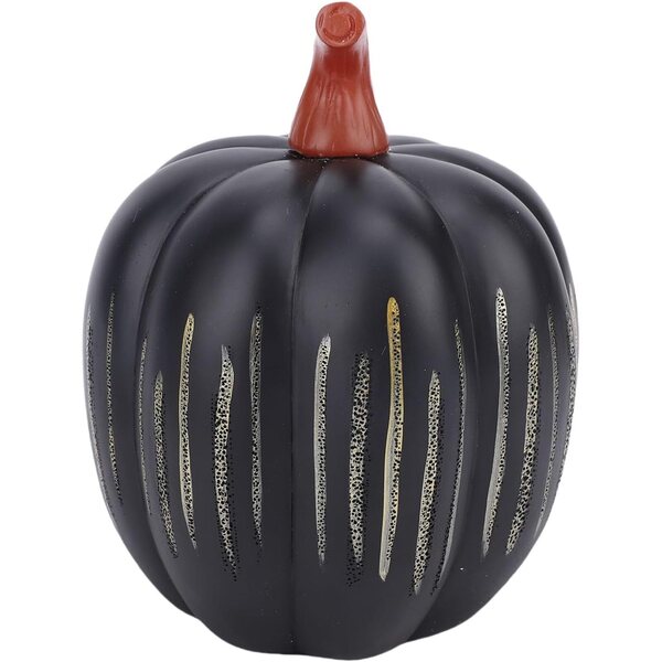 Luci di zucca in resina nera Luqeeg con effetto scintillante, decorazione autunnale a batteria
