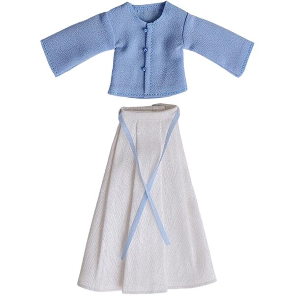 Traditionelles chinesisches Kleidungsset für 1/12 Puppen – Rock und Mantel aus blauem Stoff
