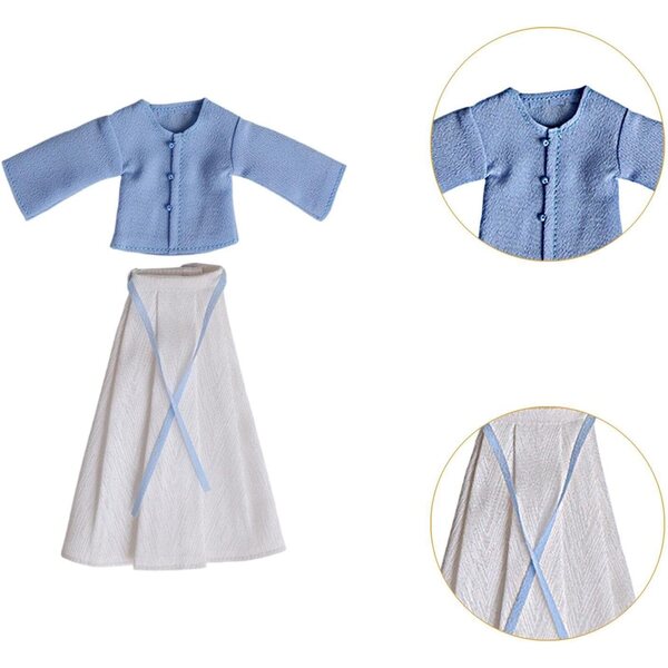 Traditionelles chinesisches Kleidungsset für 1/12 Puppen – Rock und Mantel aus blauem Stoff