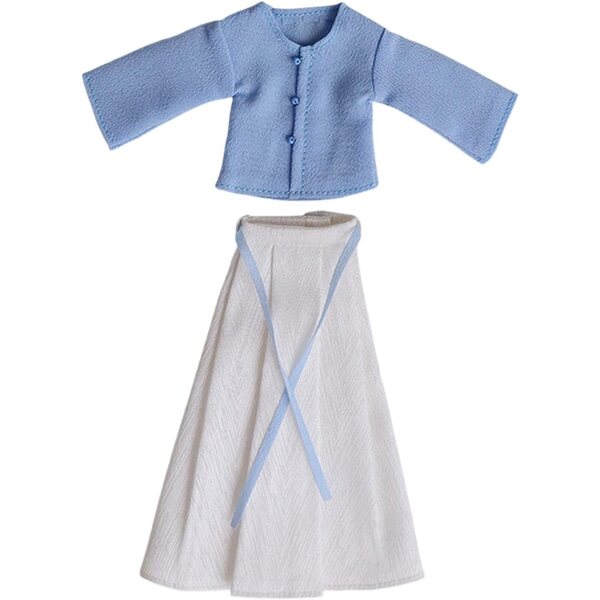 Traditionelles chinesisches Kleidungsset für 1/12 Puppen – Rock und Mantel aus blauem Stoff