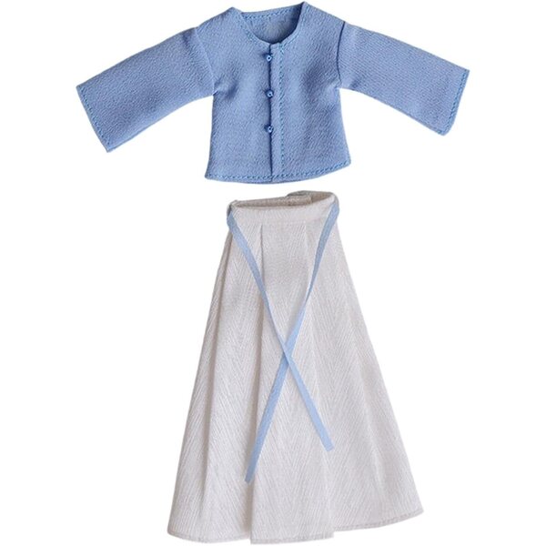 Traditionelles chinesisches Kleidungsset für 1/12 Puppen – Rock und Mantel aus blauem Stoff