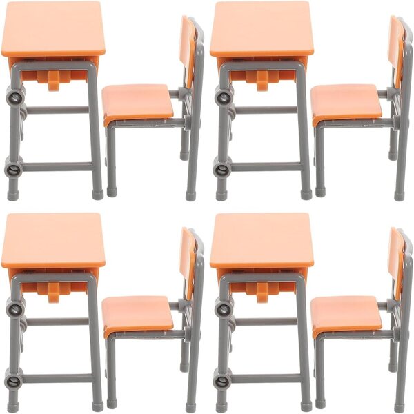 ERINGOGO Miniaturmöbel-Set, 4-teilig, Schreibtisch und Stuhl für Puppenhaus