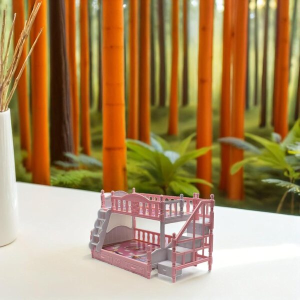 UPKOCH Mini-Etagenbett für Puppenhaus, 17 cm, rosa Kunststoff