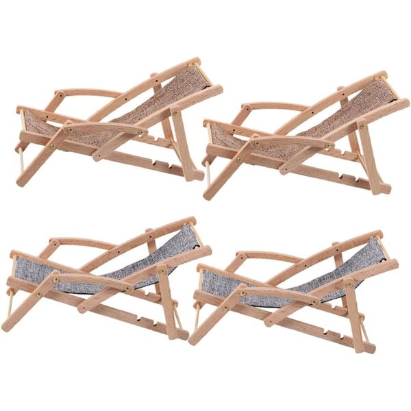 Set 4 Mini Sedie Spiaggia in Legno NOLITOY per Casa Bambole e Decorazioni