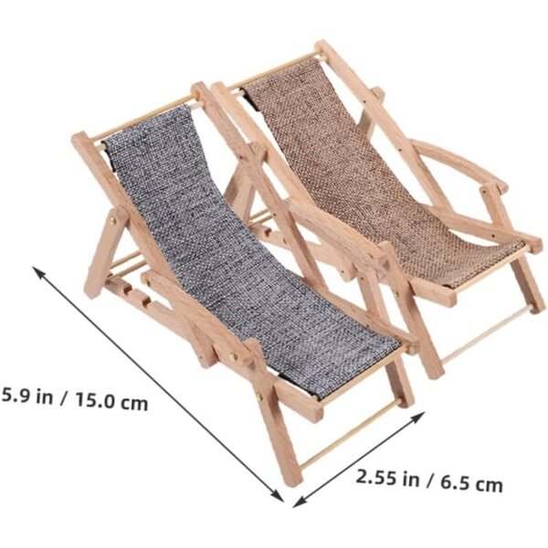 Set 4 Mini Sedie Spiaggia in Legno NOLITOY per Casa Bambole e Decorazioni