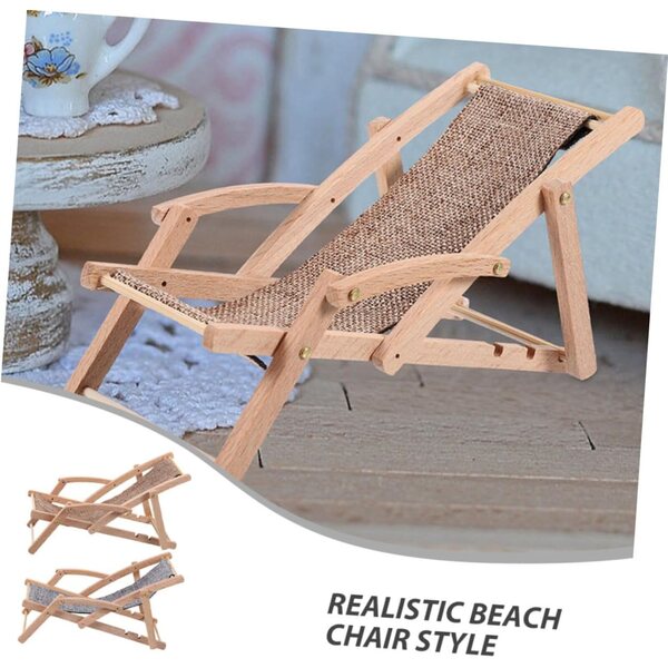 Set 4 Mini Sedie Spiaggia in Legno NOLITOY per Casa Bambole e Decorazioni