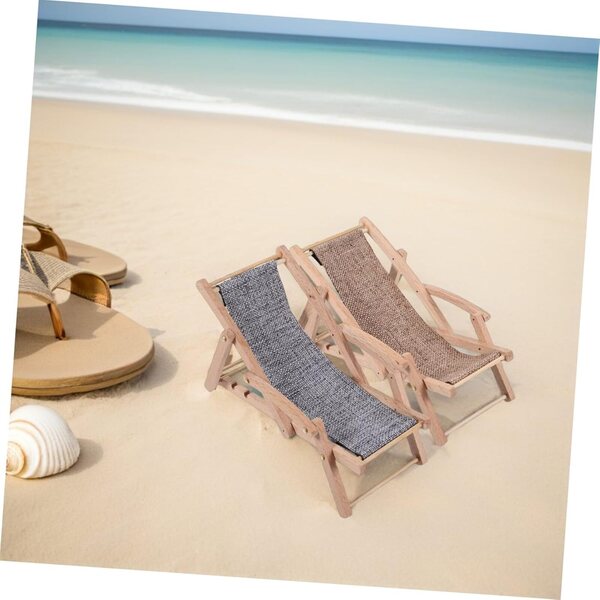 Set 4 Mini Sedie Spiaggia in Legno NOLITOY per Casa Bambole e Decorazioni