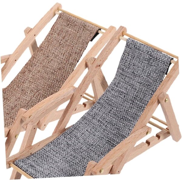 Set 4 Mini Sedie Spiaggia in Legno NOLITOY per Casa Bambole e Decorazioni