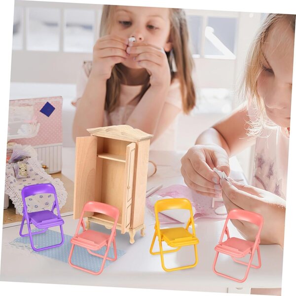 iplusmile 30 Mini Sedie Pieghevoli per Casa delle Bambole, Porta Cellulare Multifunzione