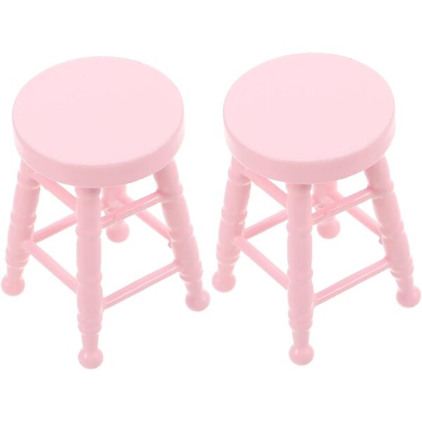 UPKOCH Mini Tabouret Massivholz Puppenhaus Rosa 1:12