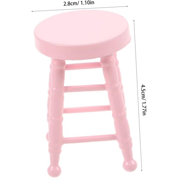 UPKOCH Mini Tabouret in Legno Massello per Casa delle Bambole Rosa 1:12