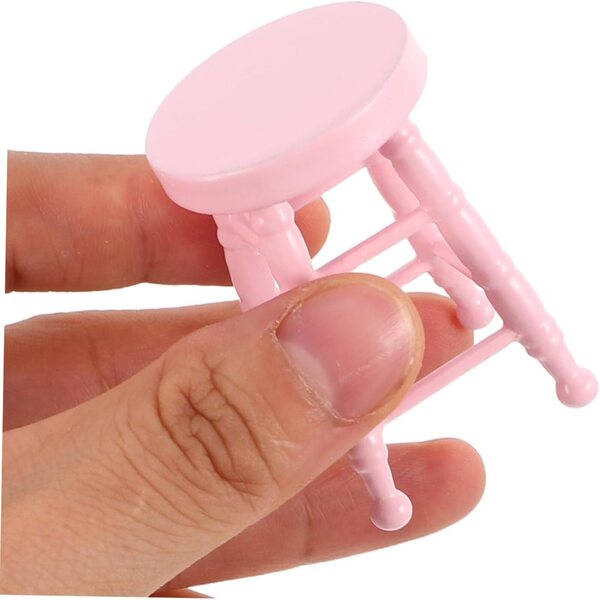 UPKOCH Mini Tabouret in Legno Massello per Casa delle Bambole Rosa 1:12