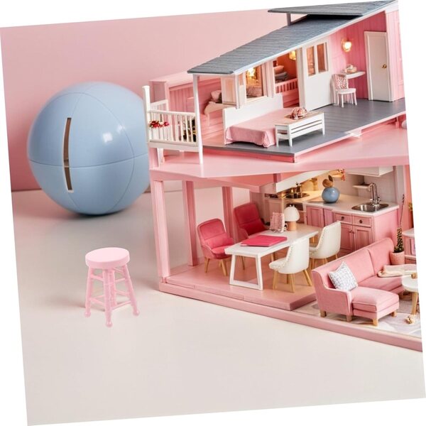 UPKOCH Mini Tabouret in Legno Massello per Casa delle Bambole Rosa 1:12