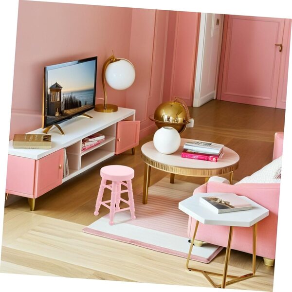 UPKOCH Mini Tabouret in Legno Massello per Casa delle Bambole Rosa 1:12