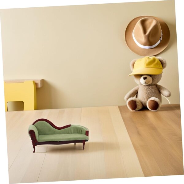 Poltrona lounge in legno in miniatura in stile europeo per casa delle bambole educativa