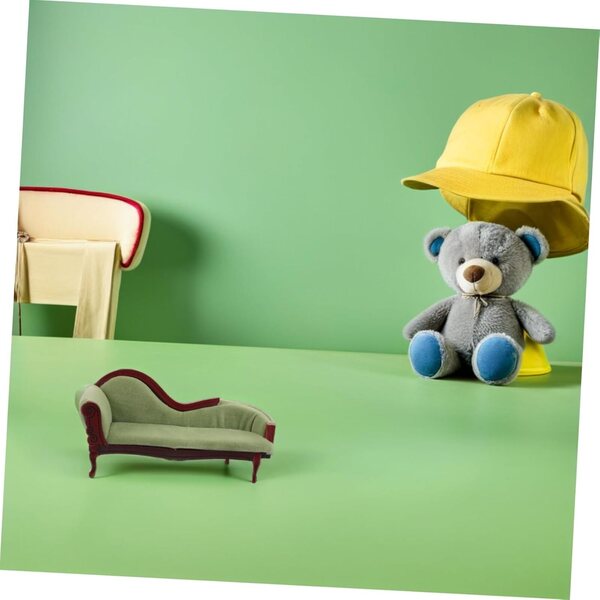Poltrona lounge in legno in miniatura in stile europeo per casa delle bambole educativa