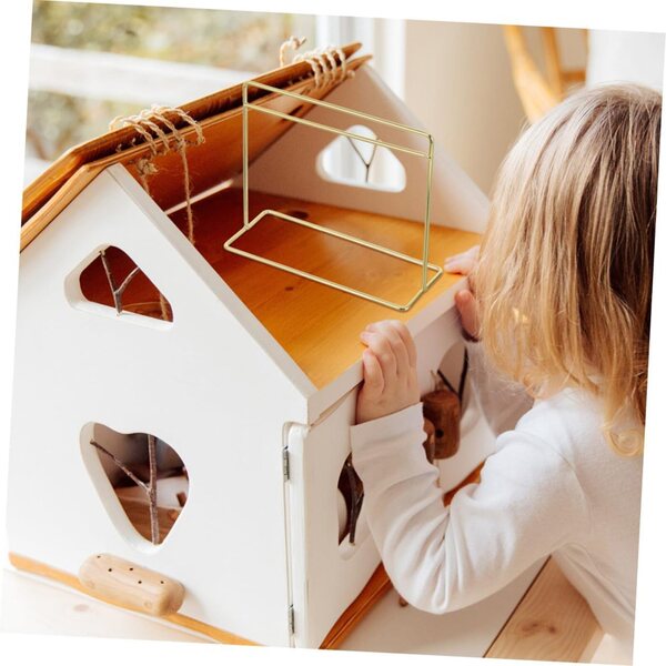 Mini-Kleiderbügelständer aus Gold und Silber für das Puppenhaus – UPKOCH-Set 2-teilig