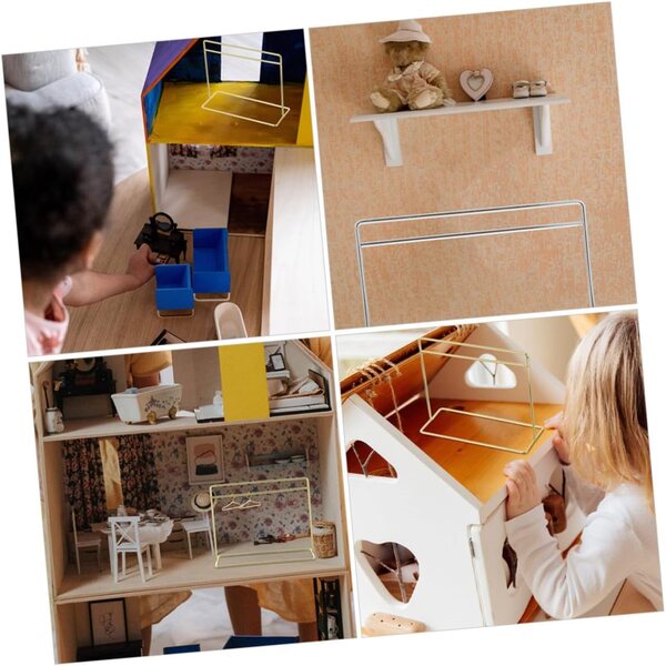 Mini-Kleiderbügelständer aus Gold und Silber für das Puppenhaus – UPKOCH-Set 2-teilig