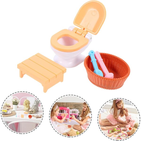 UPKOCH Set 3 Pezzi Mobilier Miniatura per Casa delle Bambole Bagno in Legno