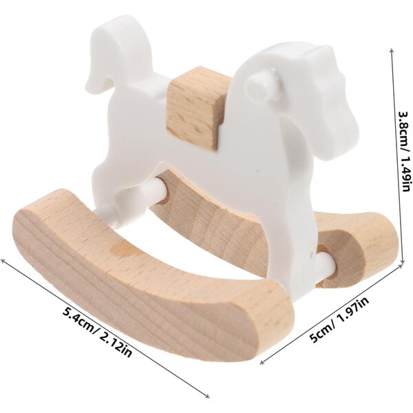 UPKOCH Mini Cavallo a Dondolo in Legno per Casa delle Bambole - Decorazione Realistica